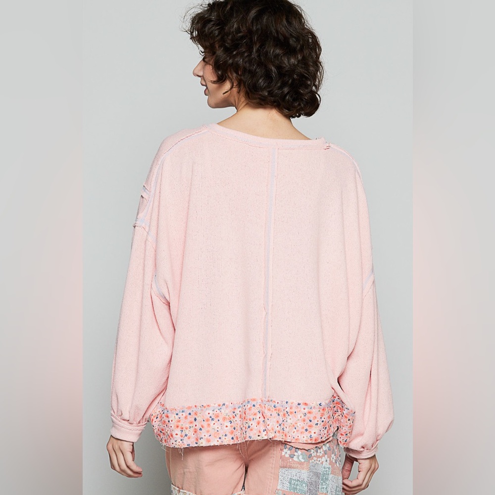 🆕 POL - Long Sleeve LOVE Letter Pullover - Vintage Romantic Trim - Rose - NIB - Picture 5 of 10